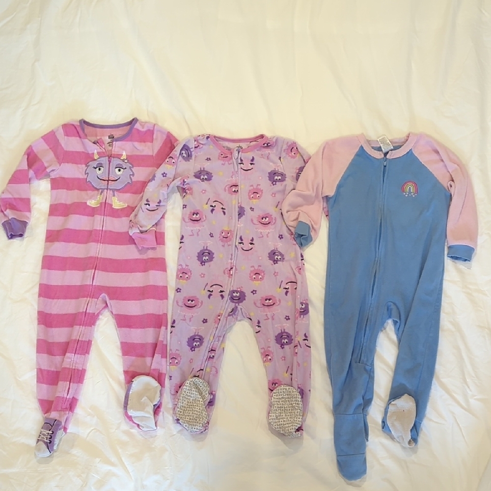 Kids One Piece Pajama Set - Pink, Purple, and Blue